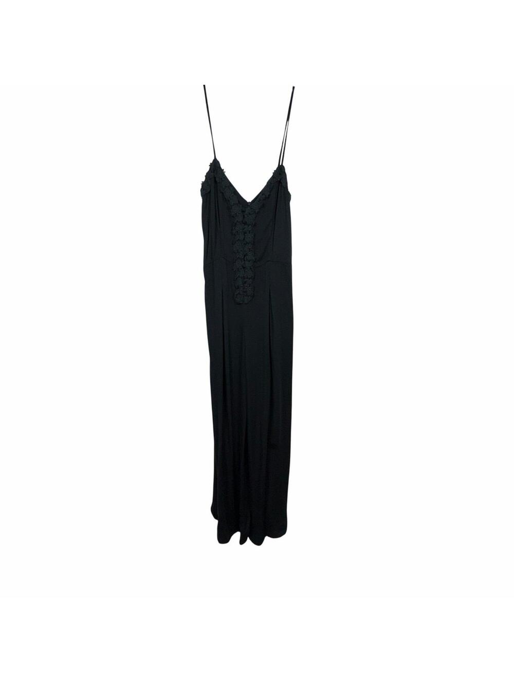 ANAMA Black Crochet Trim Wide Leg Jumpsuit Women’s Small